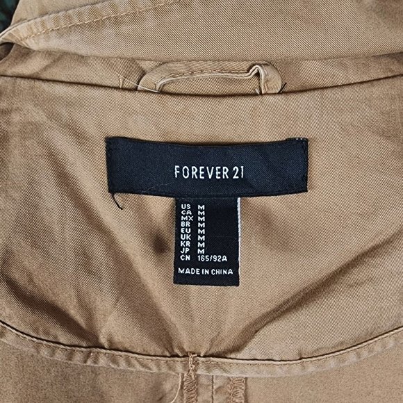 Forever 21 Lightweight Chinch Waist Utility Jacket Size M Brown - Picture 5 of 6